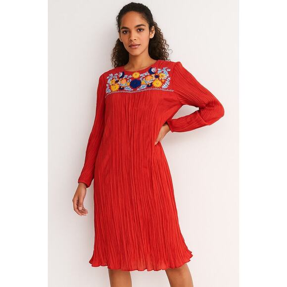 Label by Five Twelve Red Embroidered Boho Long Sleeve Dress size Small - Picture 1 of 10